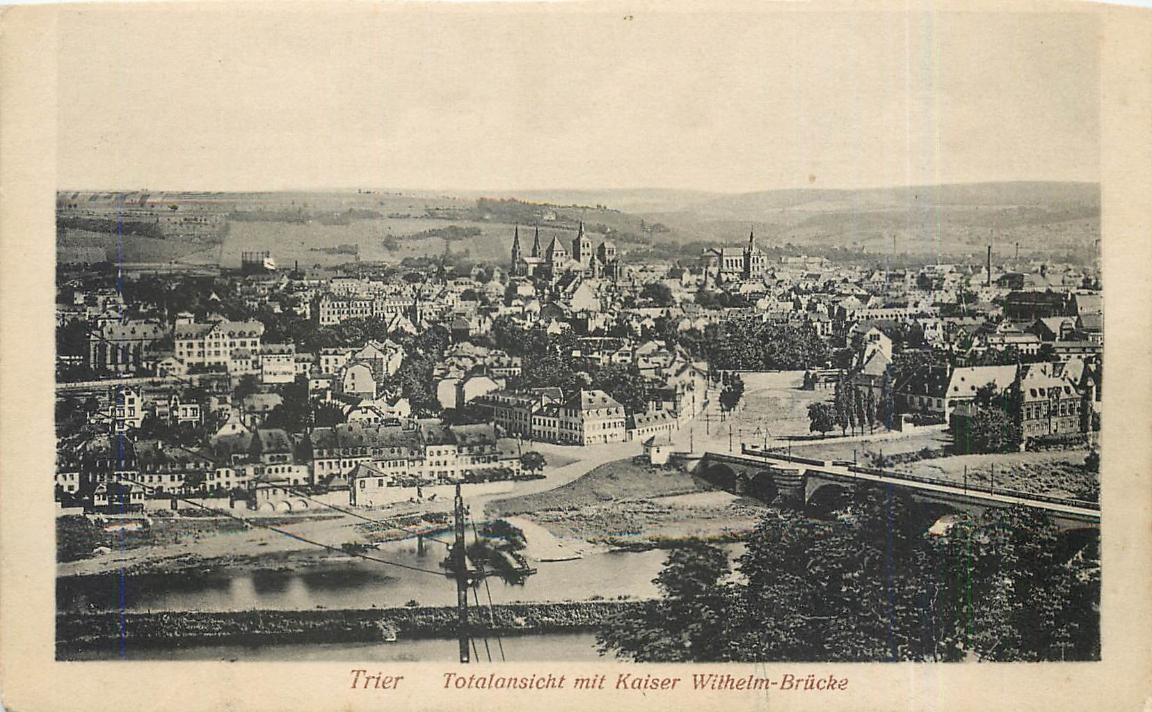 CPA Trier Totalansicht mit Kaiser Wilhem-Bruecke