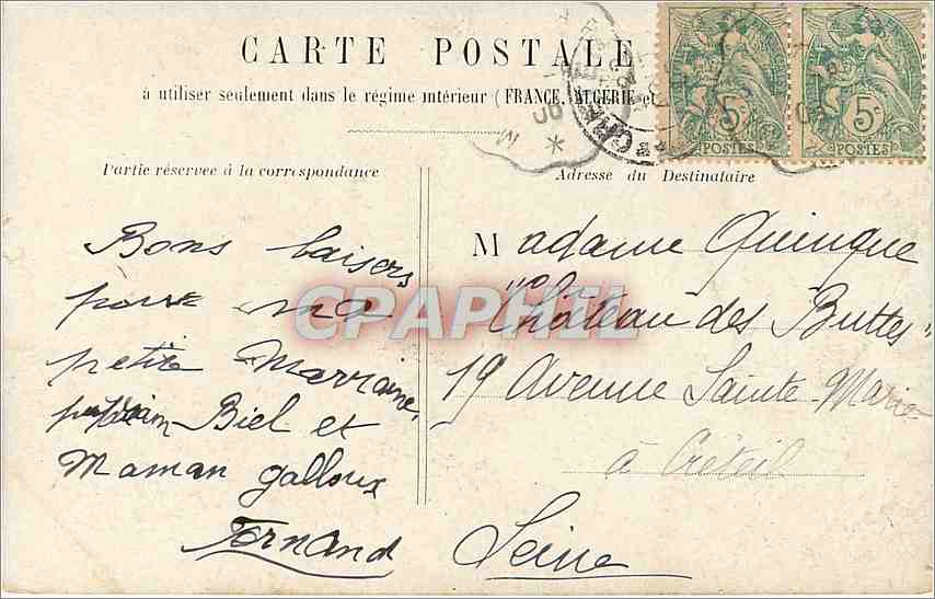 CPA Enfant — Rückseite