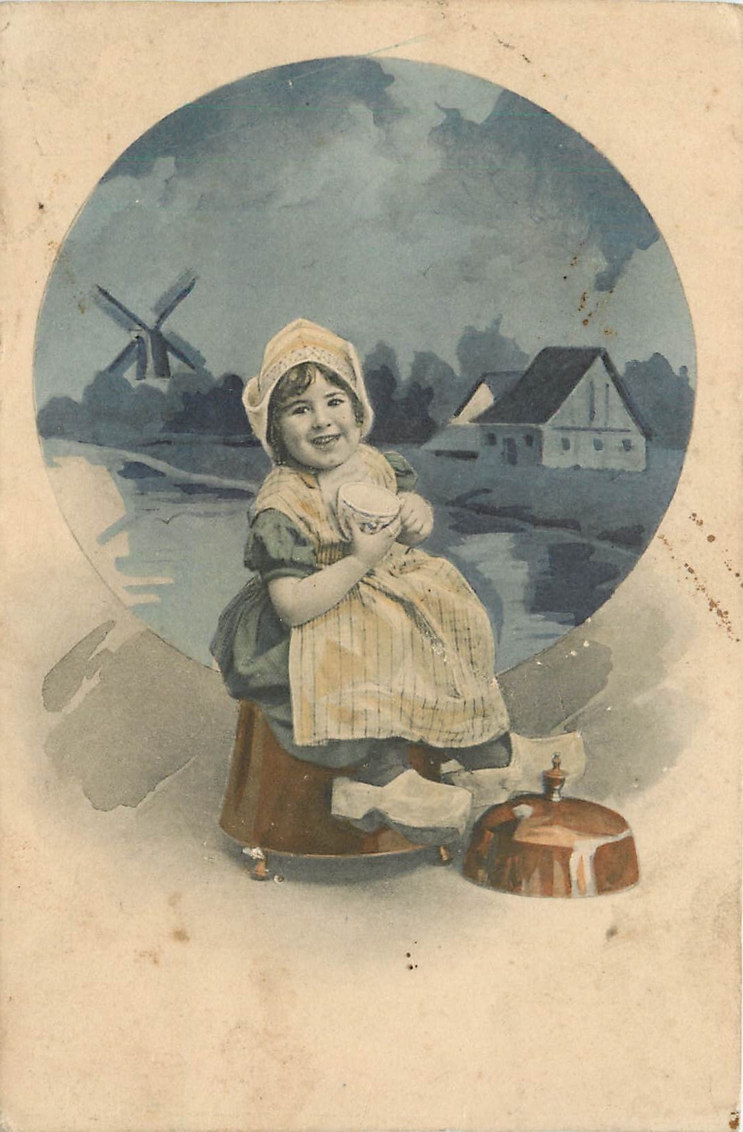 CPA Enfant Moulin a vent