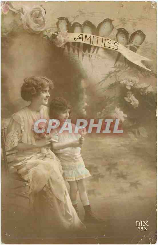 CPA Amities Femme Enfant