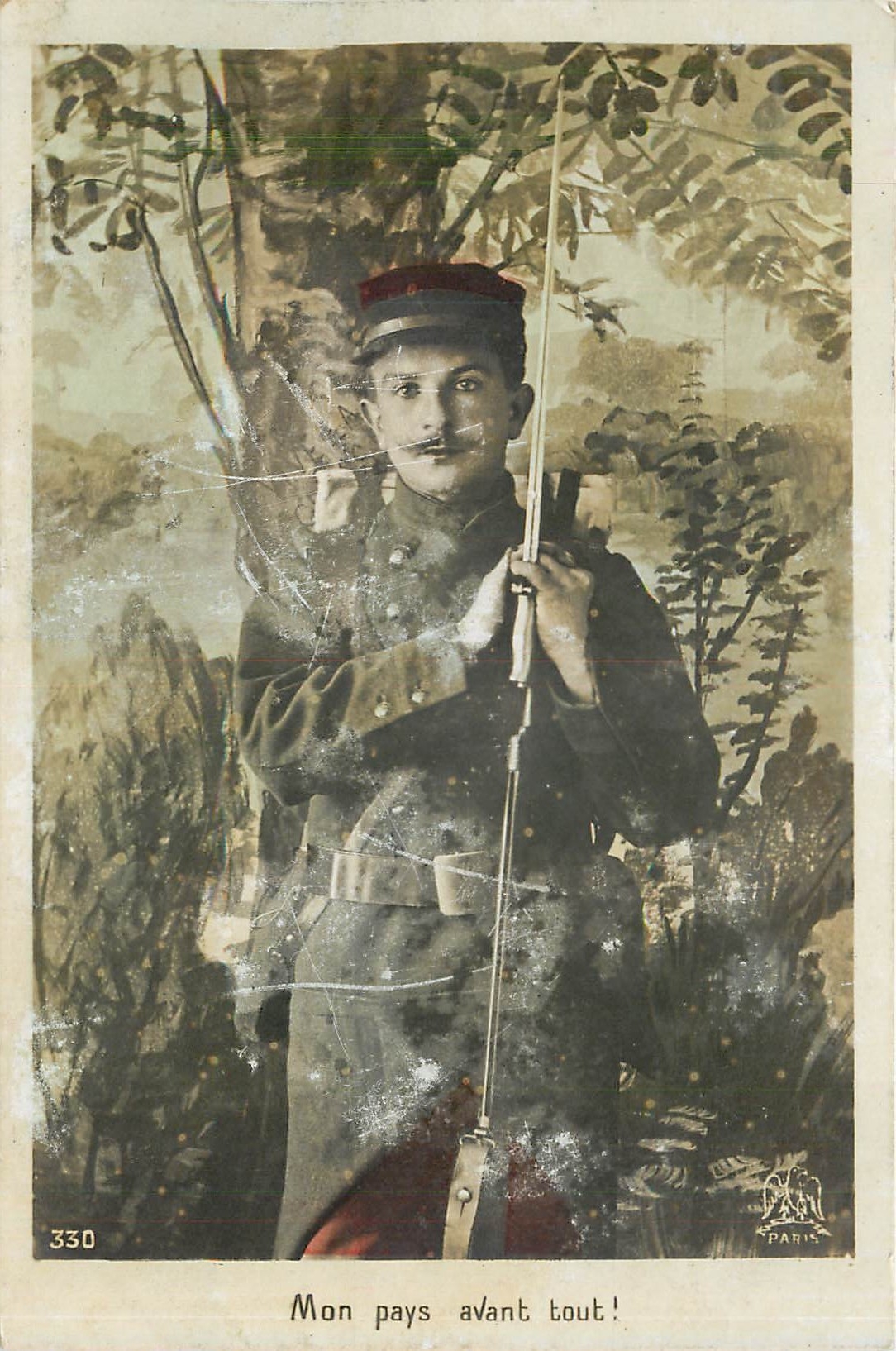 CPA Mon Pays avant tout! Soldat Militaria