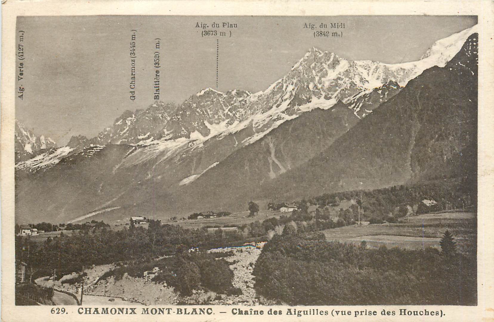 CPA Chamonix Mont-Blanc - Chaine des Aiguilles (vue prise des Houches)