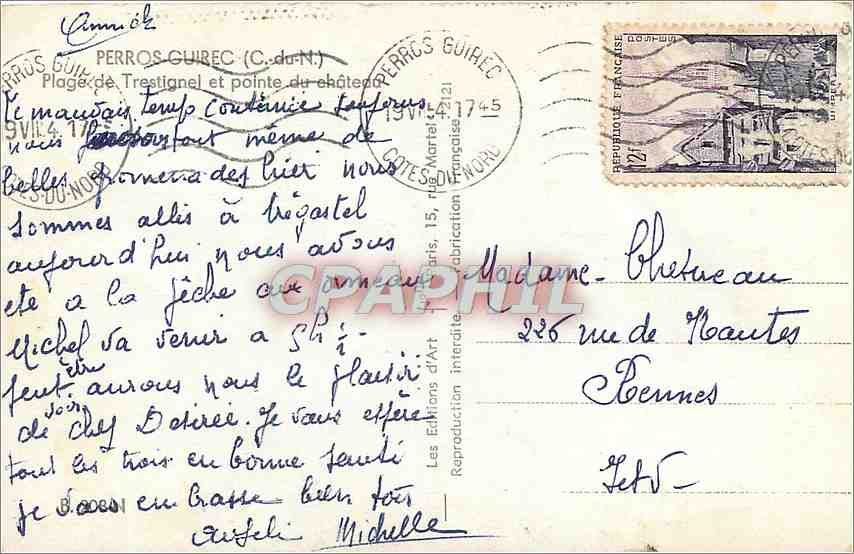 Plage de Trestignel et pointe du château — Perros-Guirec — Les Éditions d'Art — Reverso