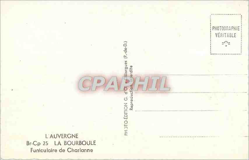CPM La Bourboule Funiculaire de Charlanne — Back