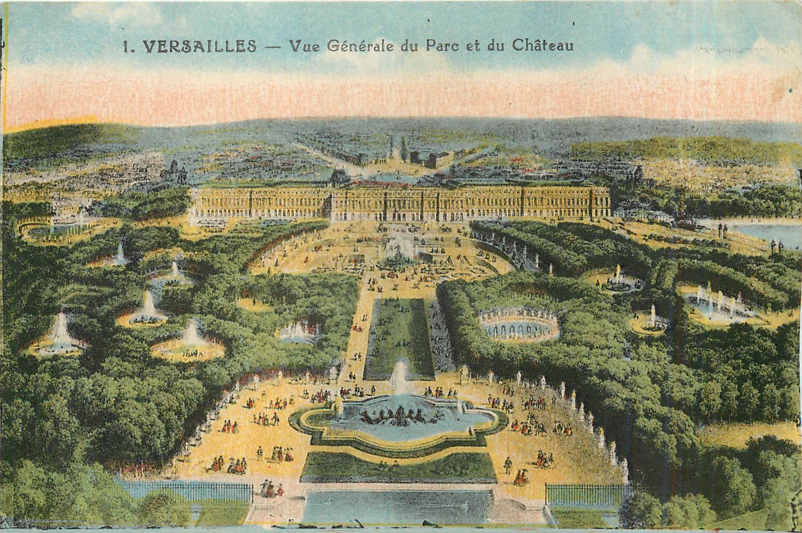 CPA Versailles - Vue Generale du Parc et du Chateau
