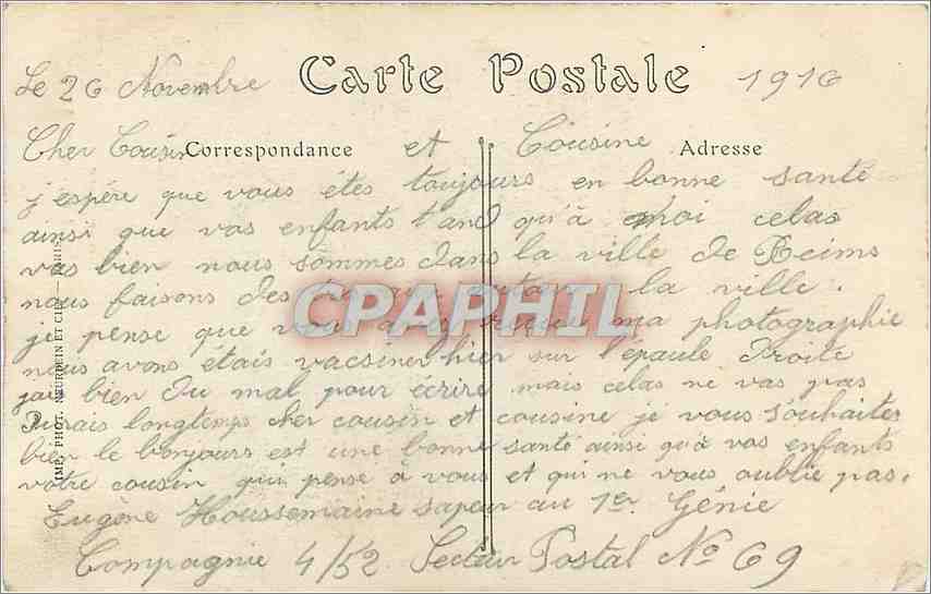 CPA Cathedrale de Reims incendiee par les Allemands le 19 septembre 1914 — Verso
