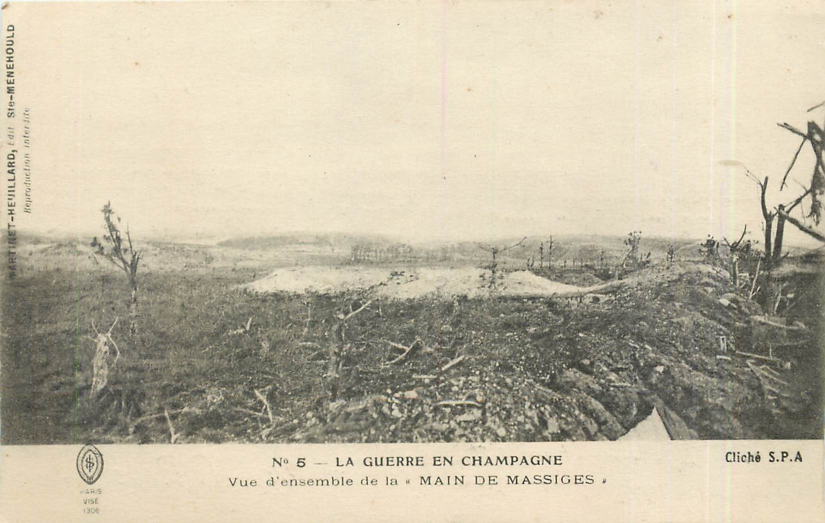 CPA La Guerre en Champagne Vue d'ensemble de la ''Main de Massiges'' Militaria