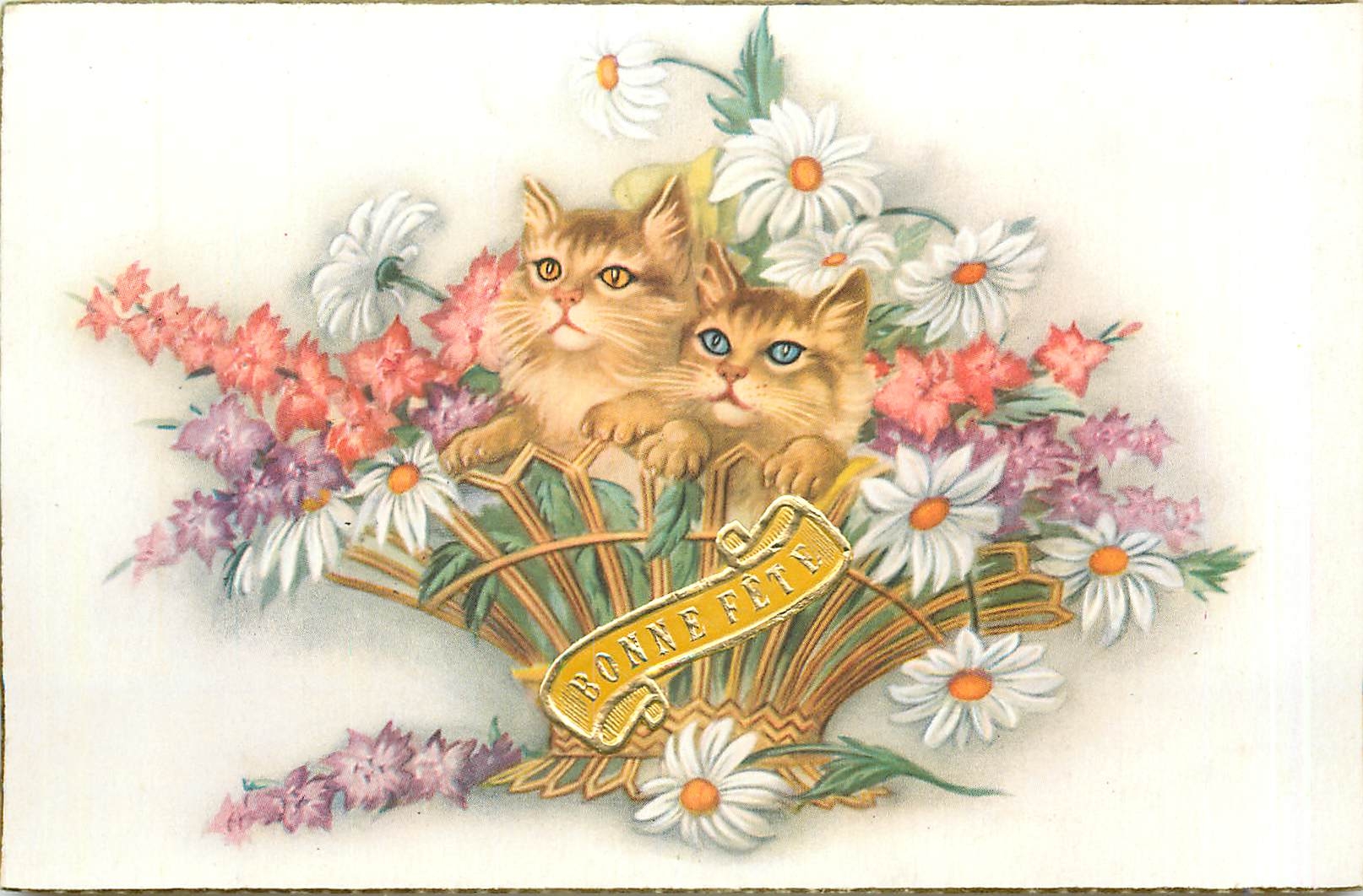 CPA Bonne Fete Chats Chatons