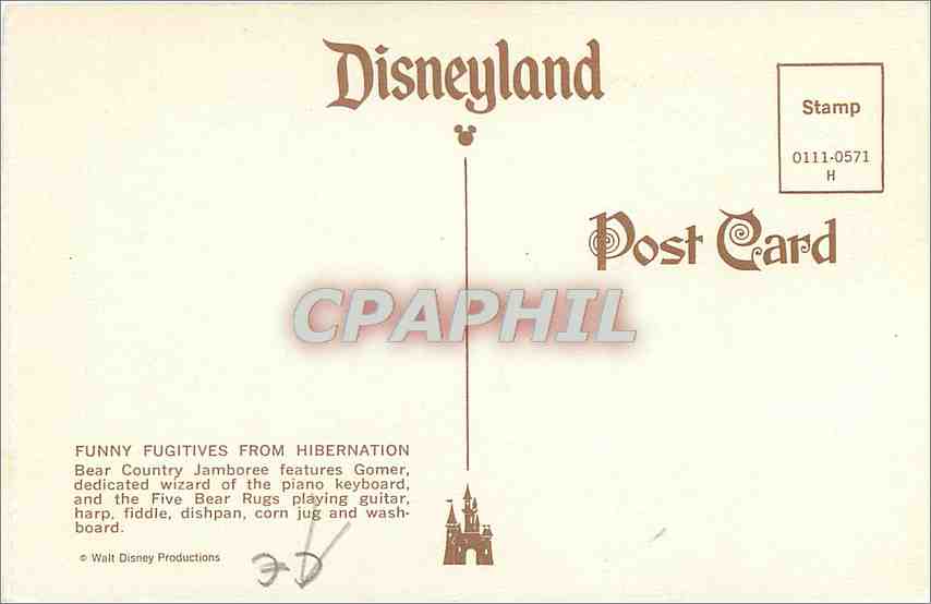 CPM Disneyland Funny Fugitives from Hibernation Ours — Rückseite