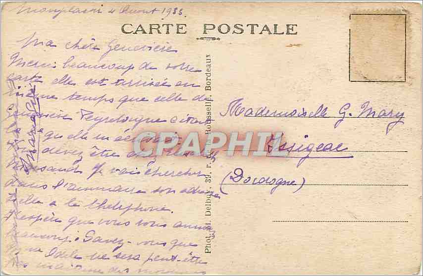 CPA Bordeaux - La Colonne des Girondins — Verso