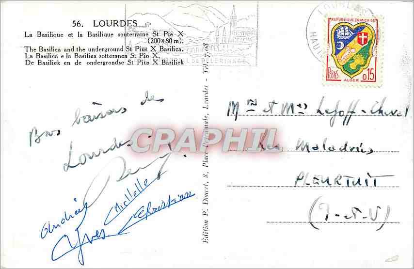 CPA Lourdes - La Basilique et la Basilique souterraine St Pie X — Verso