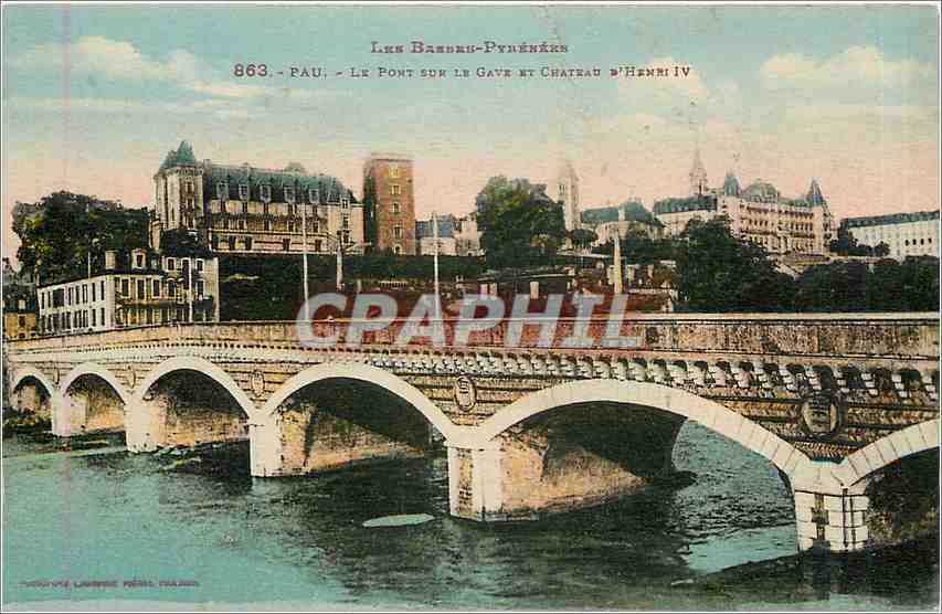 Pau - Le Pont sur le Gave et Château d'Henri IV — Léon Barbeau-Pyrénées, n°863