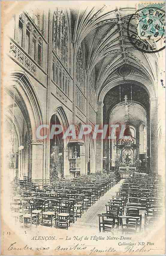 CPA Alencon - La Nef de l'Eglise Notre-Dame