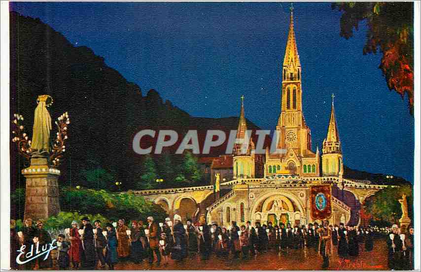 Lourdes — La Procession aux flambeaux — Éd. P. Doucet, 8, Place Tournelle, Lourdes