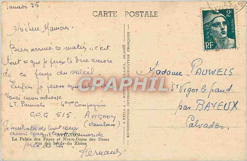 Avignon — Palais des Papes et Notre-Dame des Doms vus des berges du Rhône — Rella — Rückseite