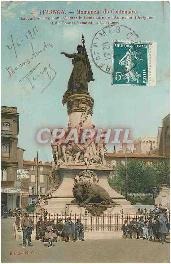 CPA Avignon - Monument du Centenaire Lion