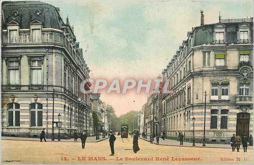 CPA Le Mans - Le Boulevard Rene Levasseur Tramway