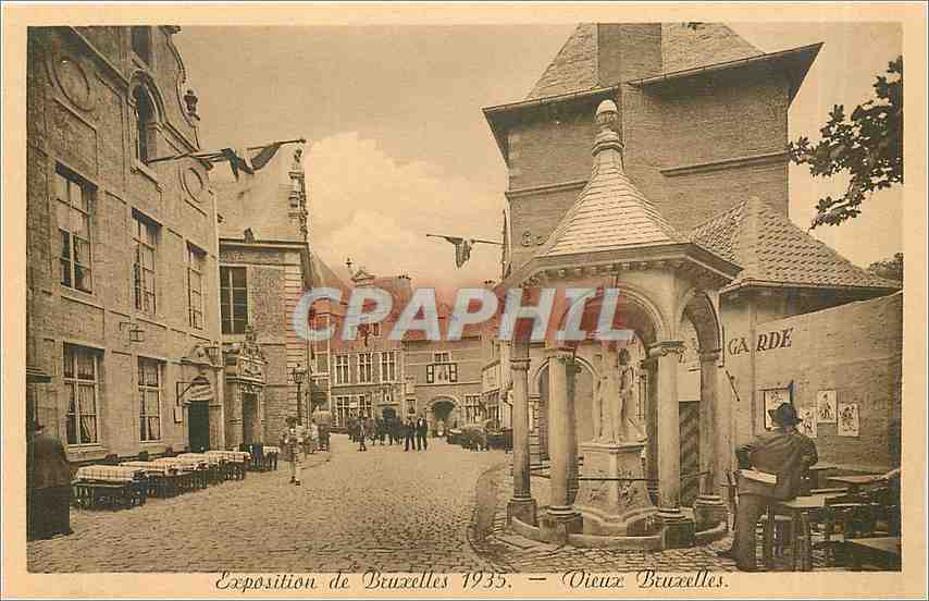 La Fontaine des Trois Pucelles (jetant l'eau par les seins) — Vue de Bruxelles — Edit. Gerbaud, 109, Bruxelles, 1935