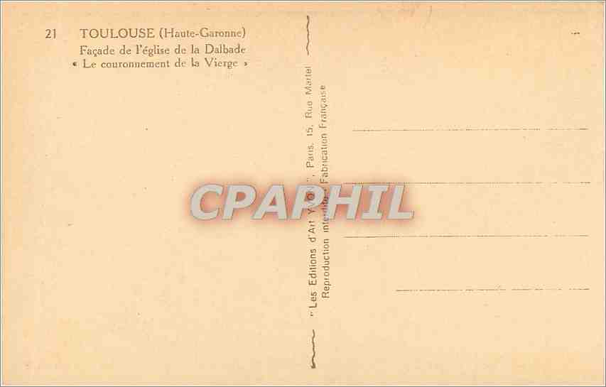 Toulouse (Haute-Garonne) — Façade de l'église de la Dalbade — Le couronnement de la Vierge — Rückseite