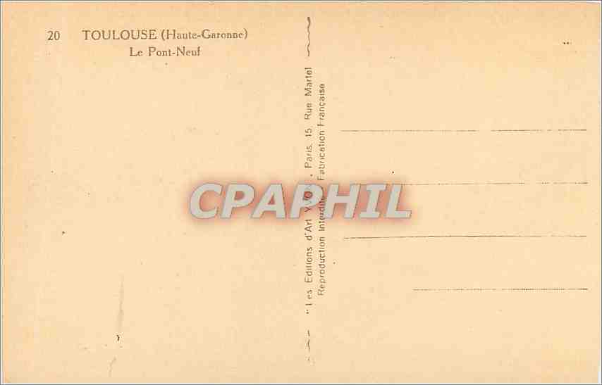 CPA Toulouse Le Pont-Neuf — Verso