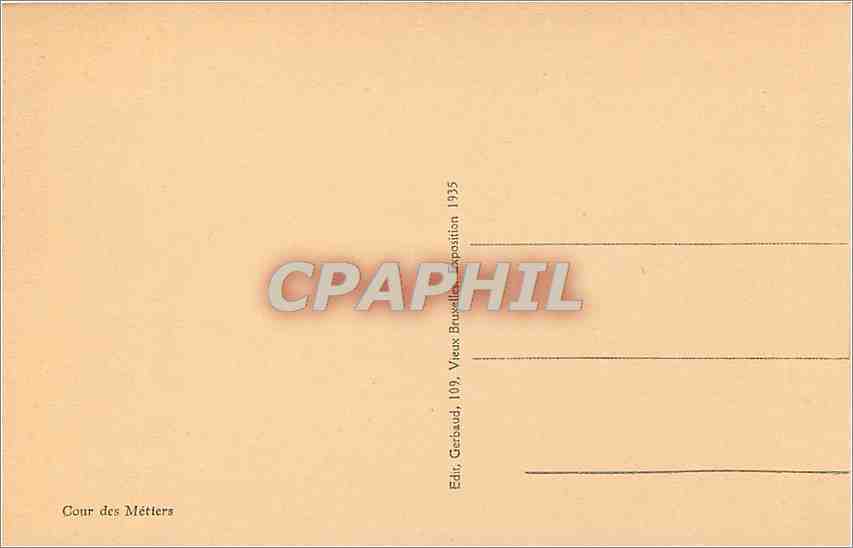 Vieux Bruxelles — Exposition de Bruxelles 1935 — Éditeur Gerbaud, n°109 — Verso