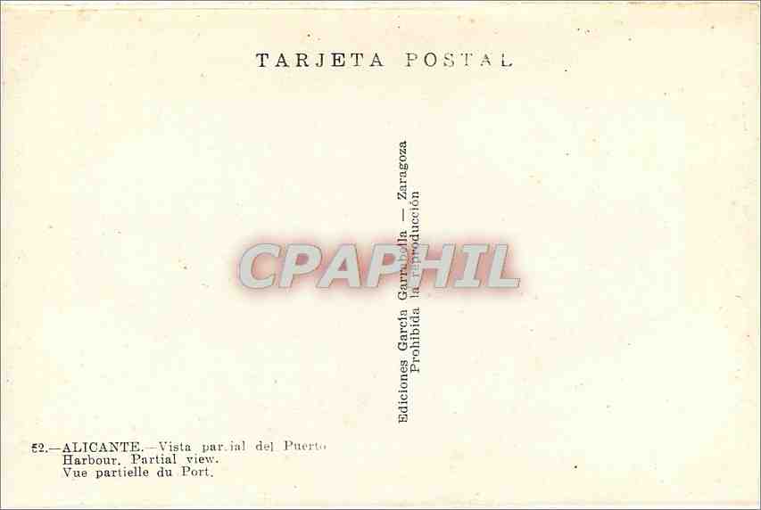CPA Alicante - Vista parcial del Puerto — Rückseite