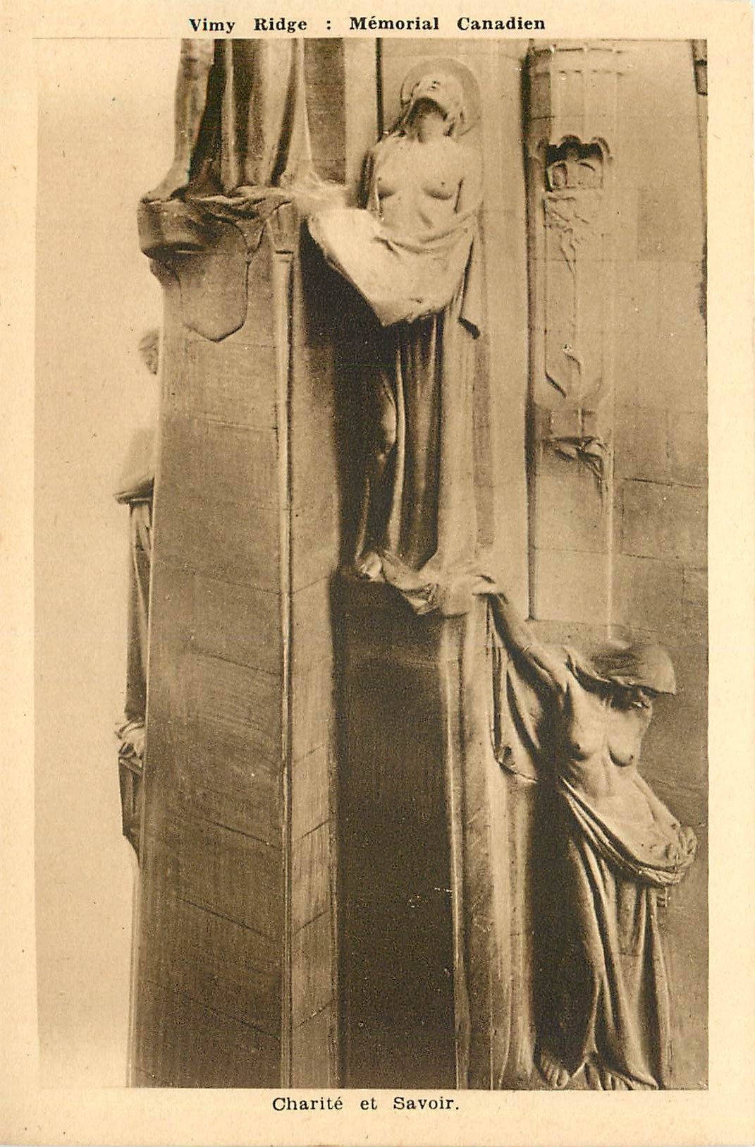 CPA Vimy Ridge Canada : Memorial Canadien. Charite et Savoir