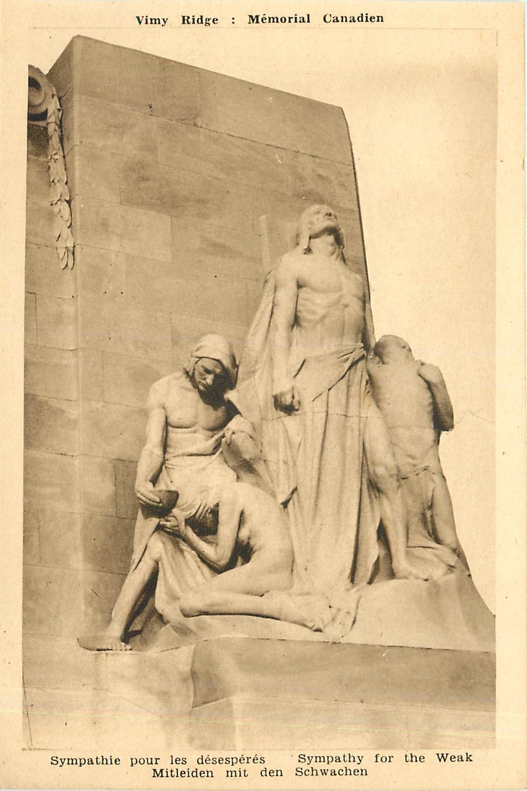 CPA Vimy Ridge Canada : Memorial Canadien. La Sympathie pour les desesperes