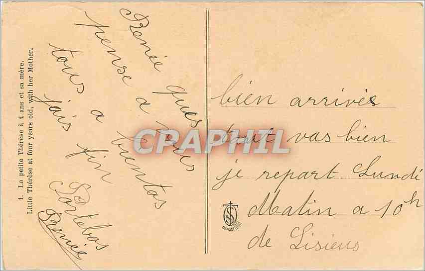 CPA La Petite Therese a 4 ans et sa mere — Rückseite