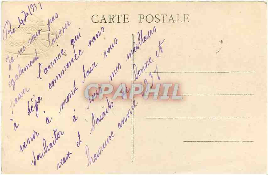 CPA Bonne Annee — Verso