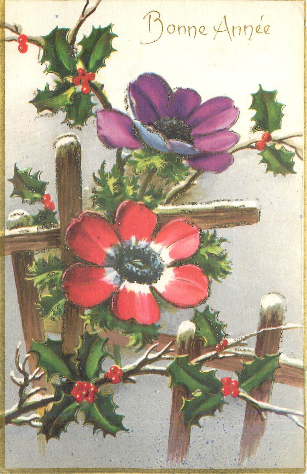 CPA Bonne Annee Fleurs