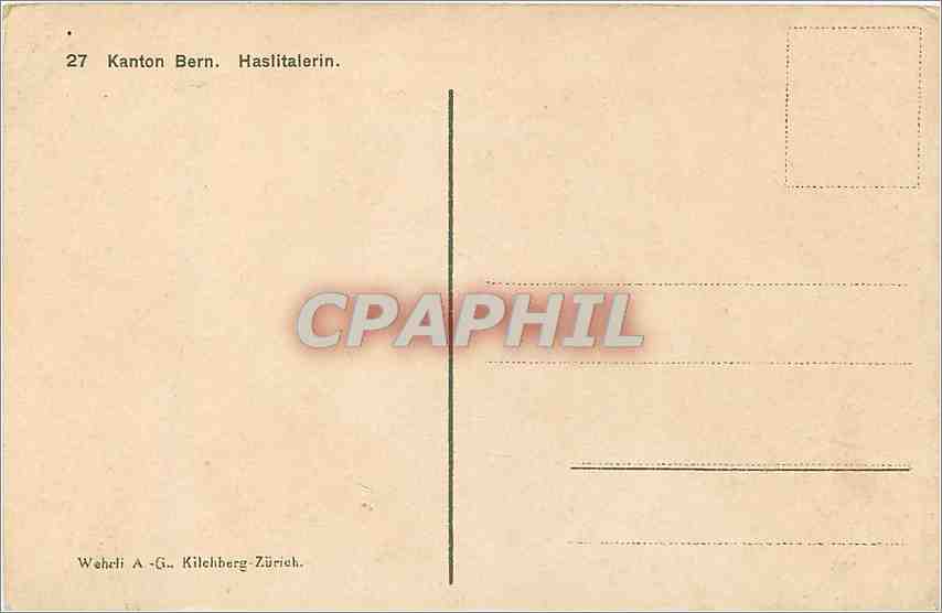 CPA Kanton Bern Haslitalerin — Rückseite