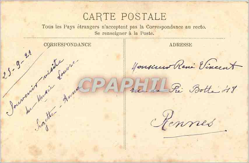 CPA Musee du Louvre Leonard Da Vinci - La Joconde — Rückseite