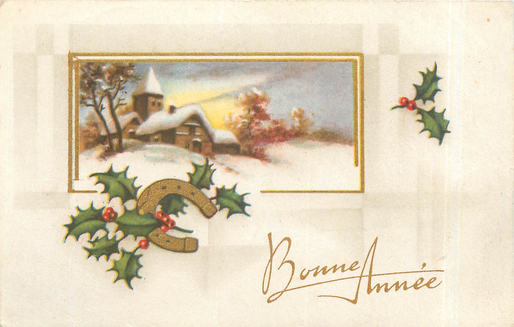 CPA Bonne Annee Fer a cheval