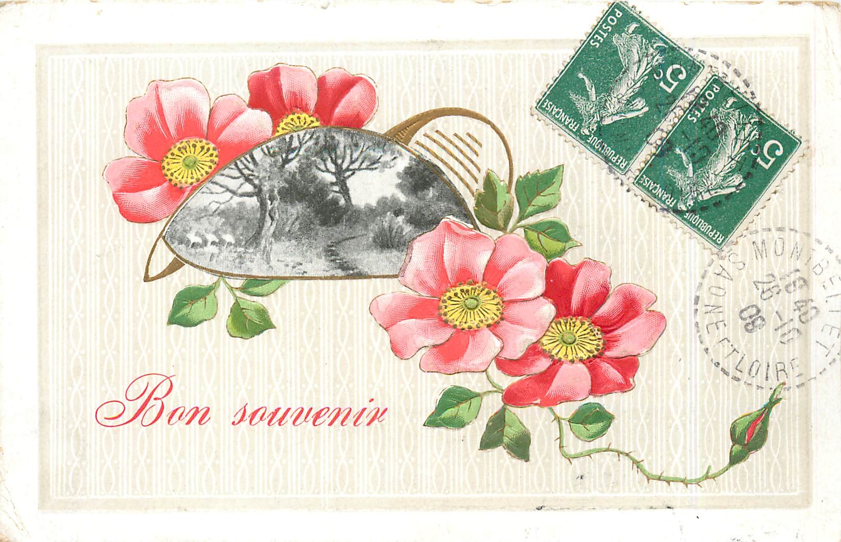 CPA Bon souvenir Fleurs 