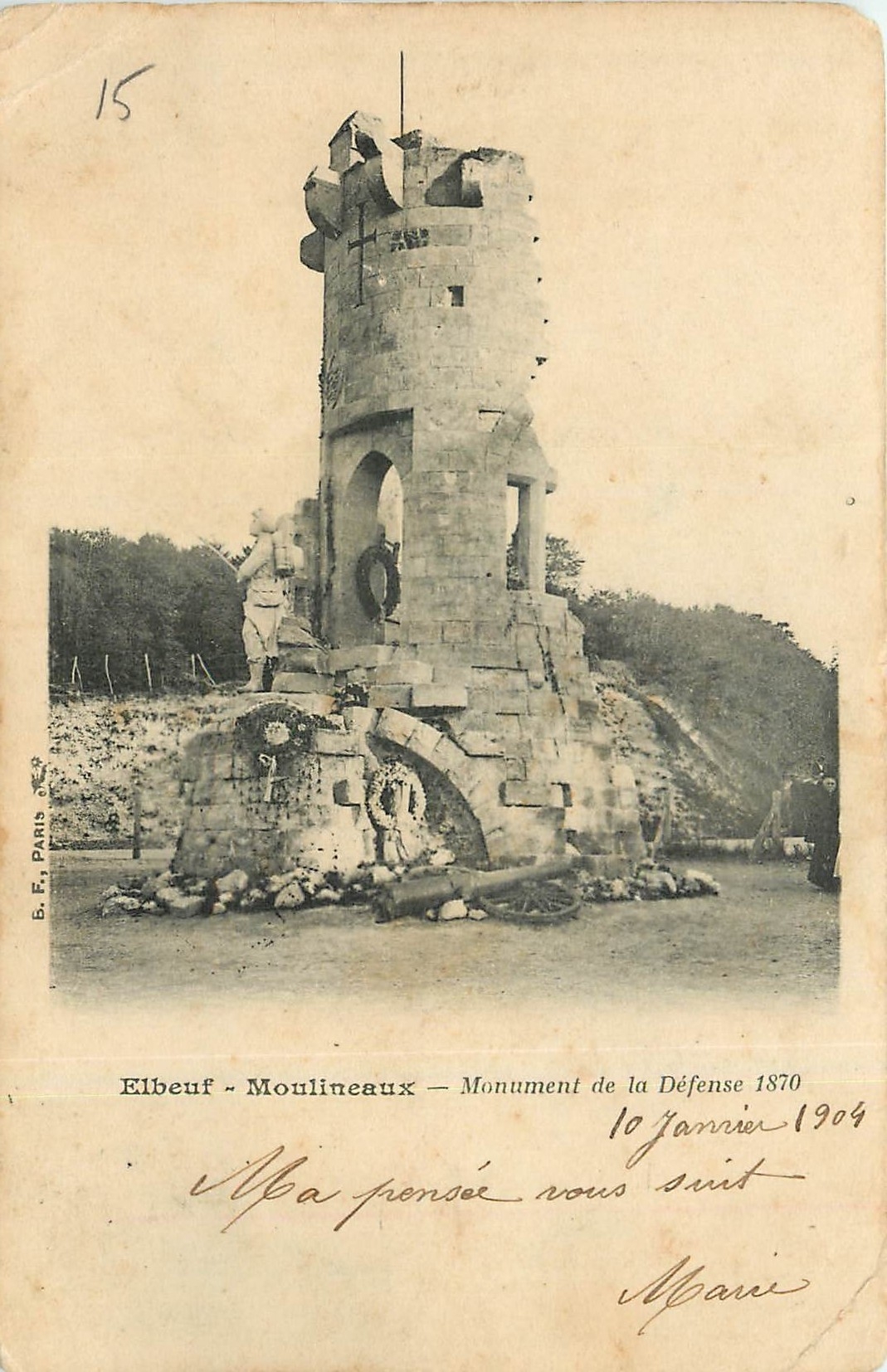 CPA Elbeuf - Moulineaux - Monument de la Defense 1870