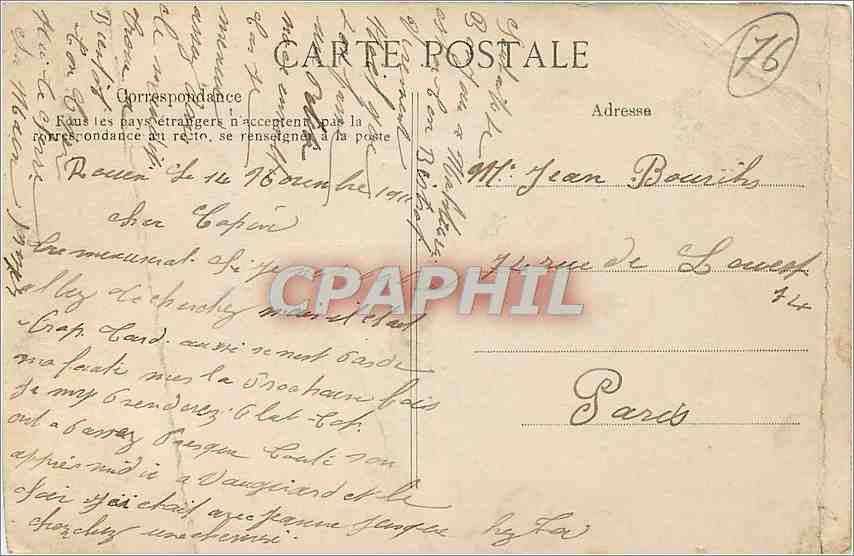 CPA Rouen - La Grosse Horloge — Rückseite