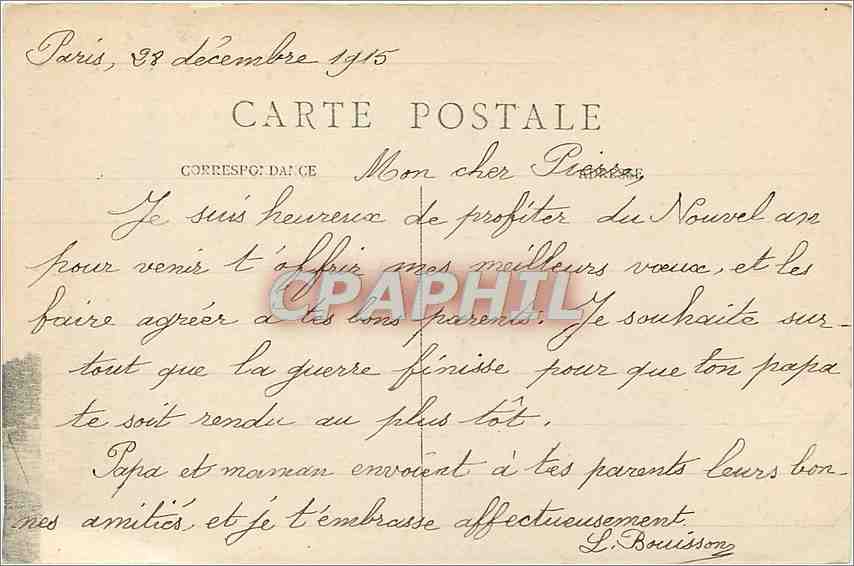 CPA Paris - L'Hotel de Ville — Rückseite