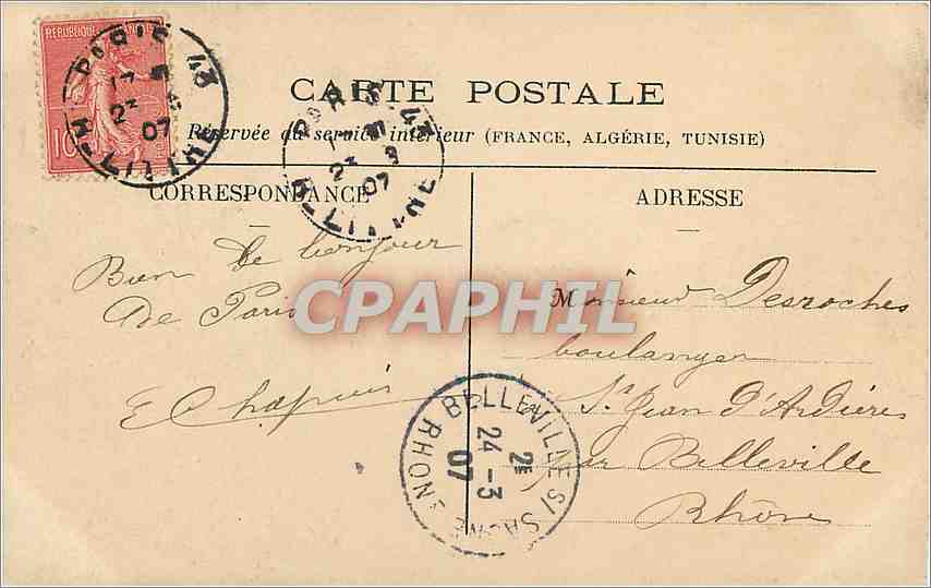 CPA Paris - Colonne de Juillet — Rückseite