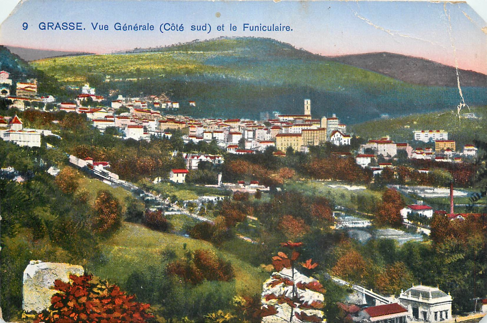 CPA Grasse - Vue Generale (Cote sud) et le Funiculaire