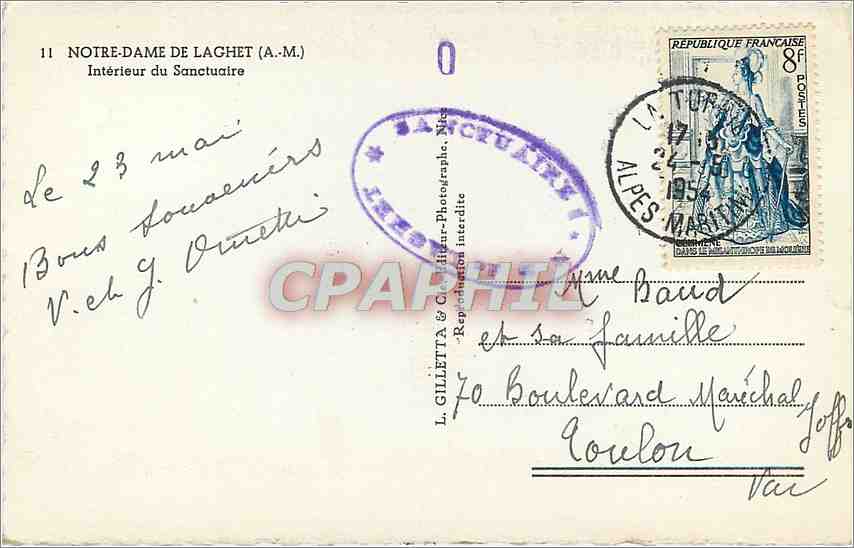 CPM Notre-Dame de Lachet Interieur du Sanctuaire — Rückseite