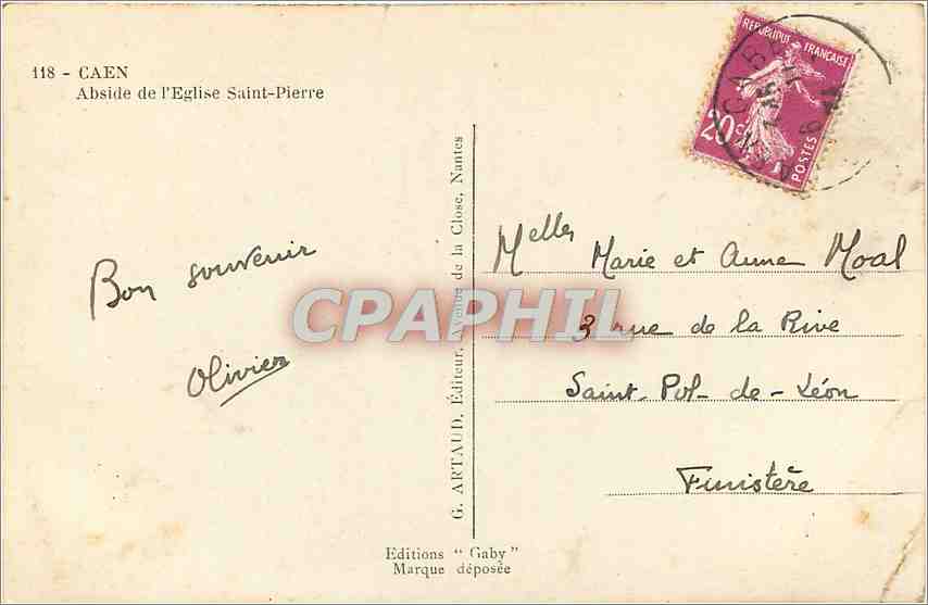 CPA Caen Abside de l'Eglise Saint-Pierre — Verso