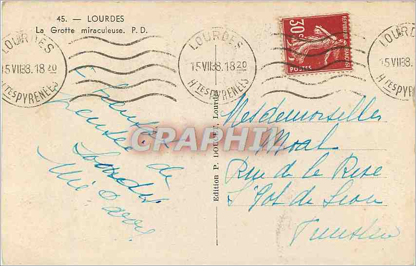 CPA Lourdes La Grotte miraculeuse — Verso