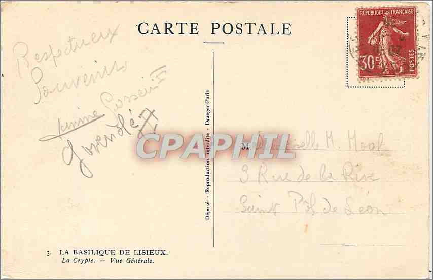CPA La Basilique de Lisieux La Crypte - Vue Generale — Verso