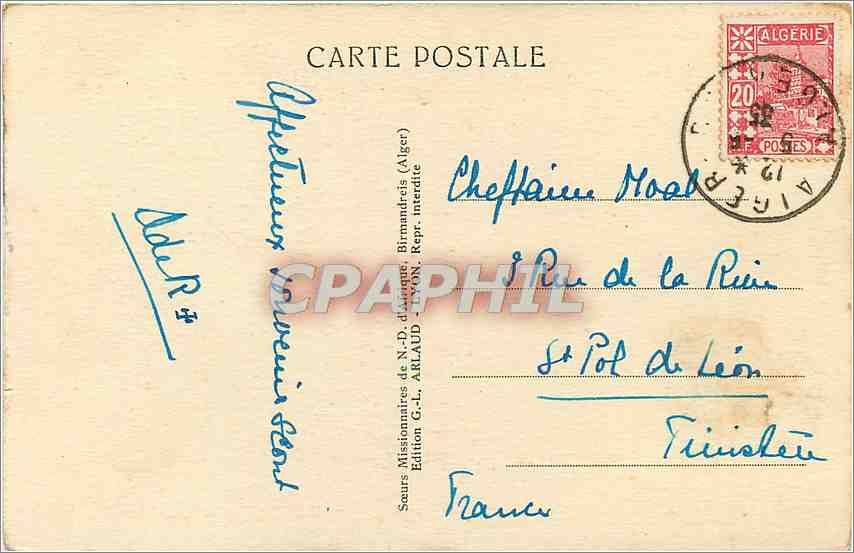 CPA Alsace - Rue Marengo Petites algeriennes travaillant a la broderie indigene — Rückseite