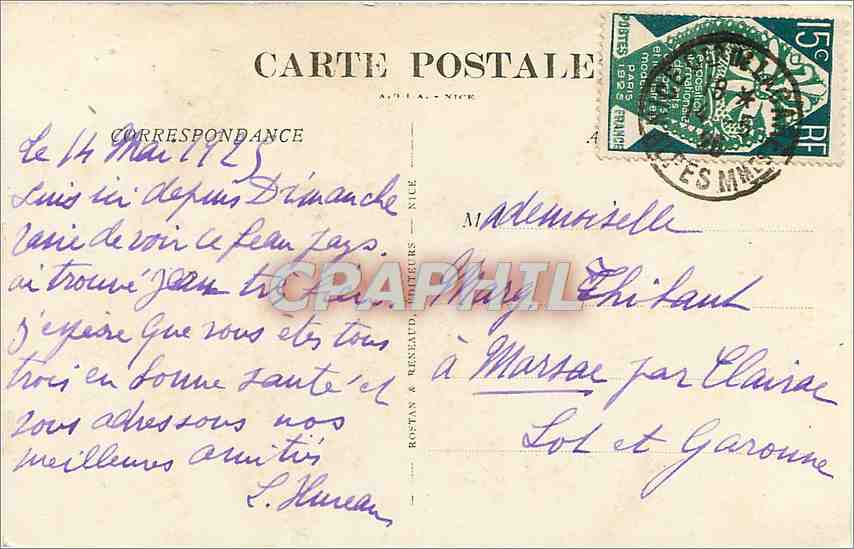 CPA Nice - La Fontaine des Tritons — Rückseite