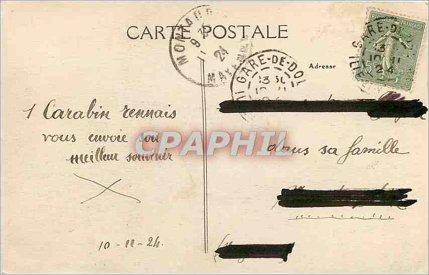 CPA Rennes - L'Hotel de Ville — Rückseite