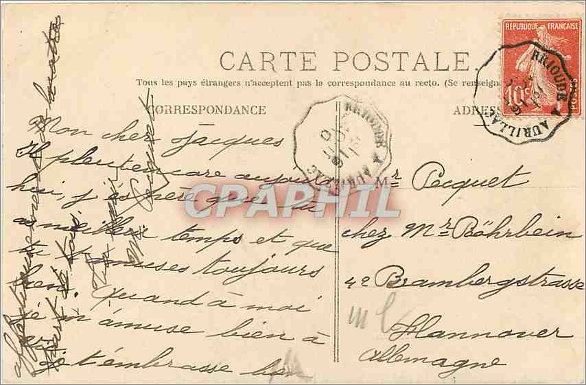 CPA Cantal - Vic-sur-Cene Castel du Chevalier des Huttes dite La Maison de la Fidelite — Rückseite