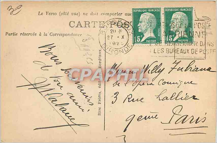 CPA Bordeaux - Le Grand Theatre Tramway — Verso