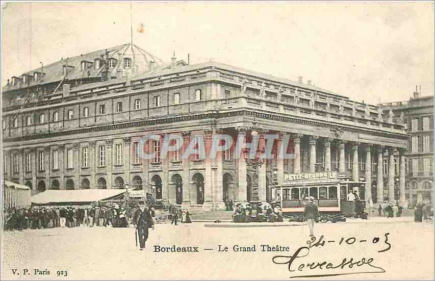 CPA Bordeaux - Le Grand Theatre Tramway